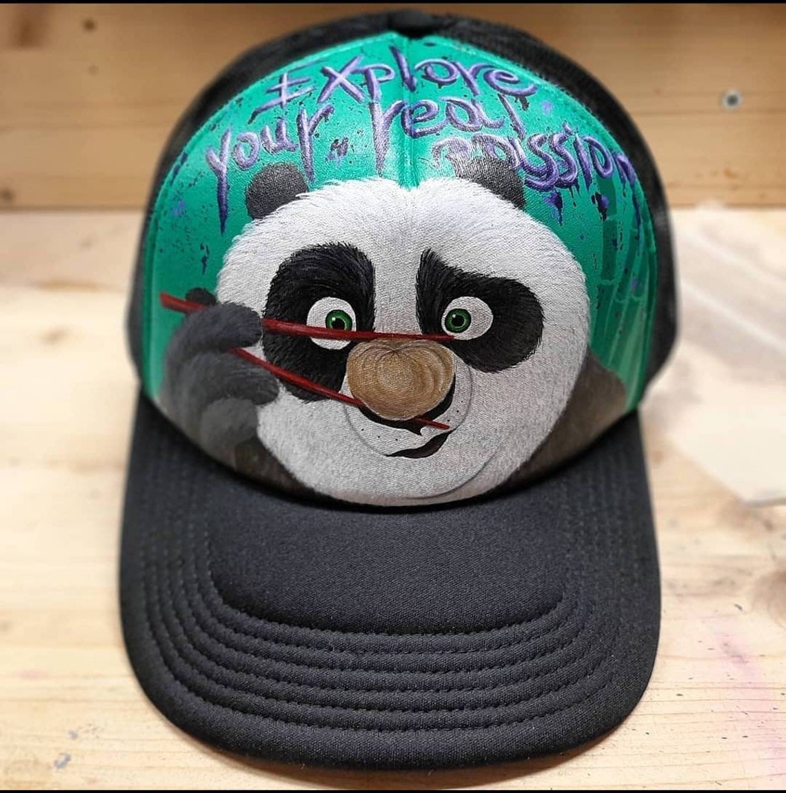 Hand Painted Custom Hat Kung Fu Panda for Adults - Etsy