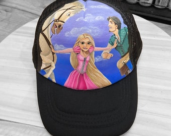 Hand painted hat Rapunzel perfect gift for kids