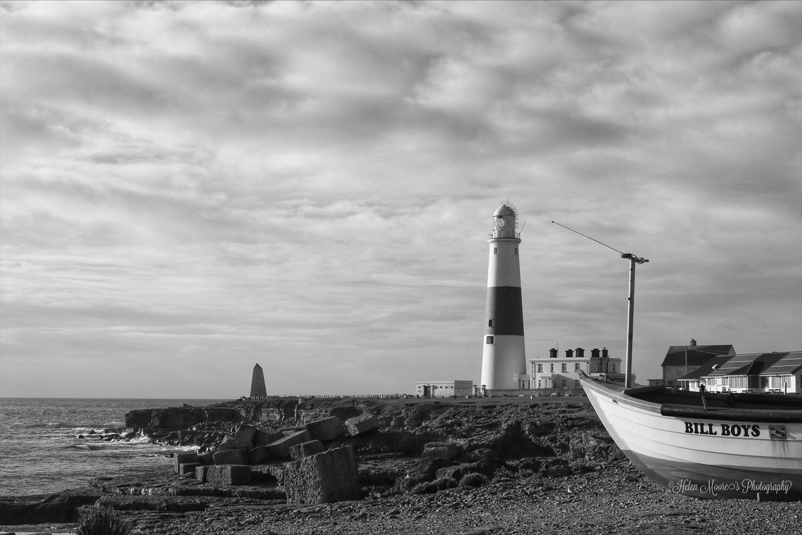 Portland Bill Lighthouse With Fishing Boat Isle of