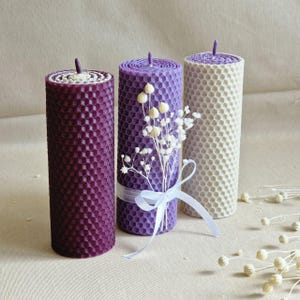 Beeswax decorative candle, custom candle gift, pretty holiday christmas candle, pillar fall candle, winter scented candles, gift set candles