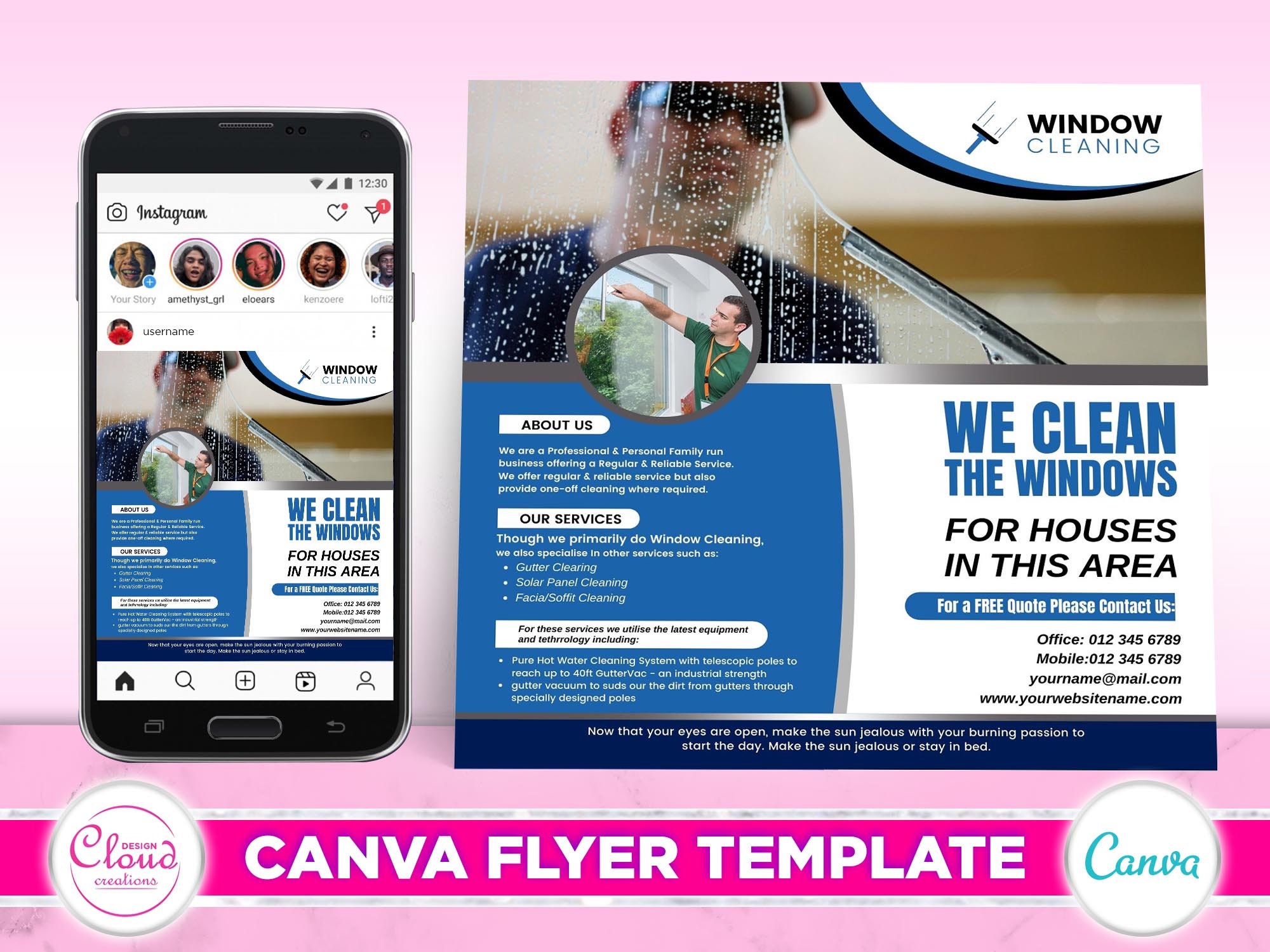 Window Cleaning Flyer Canva Cleaning Flyer Template. Editable - Etsy