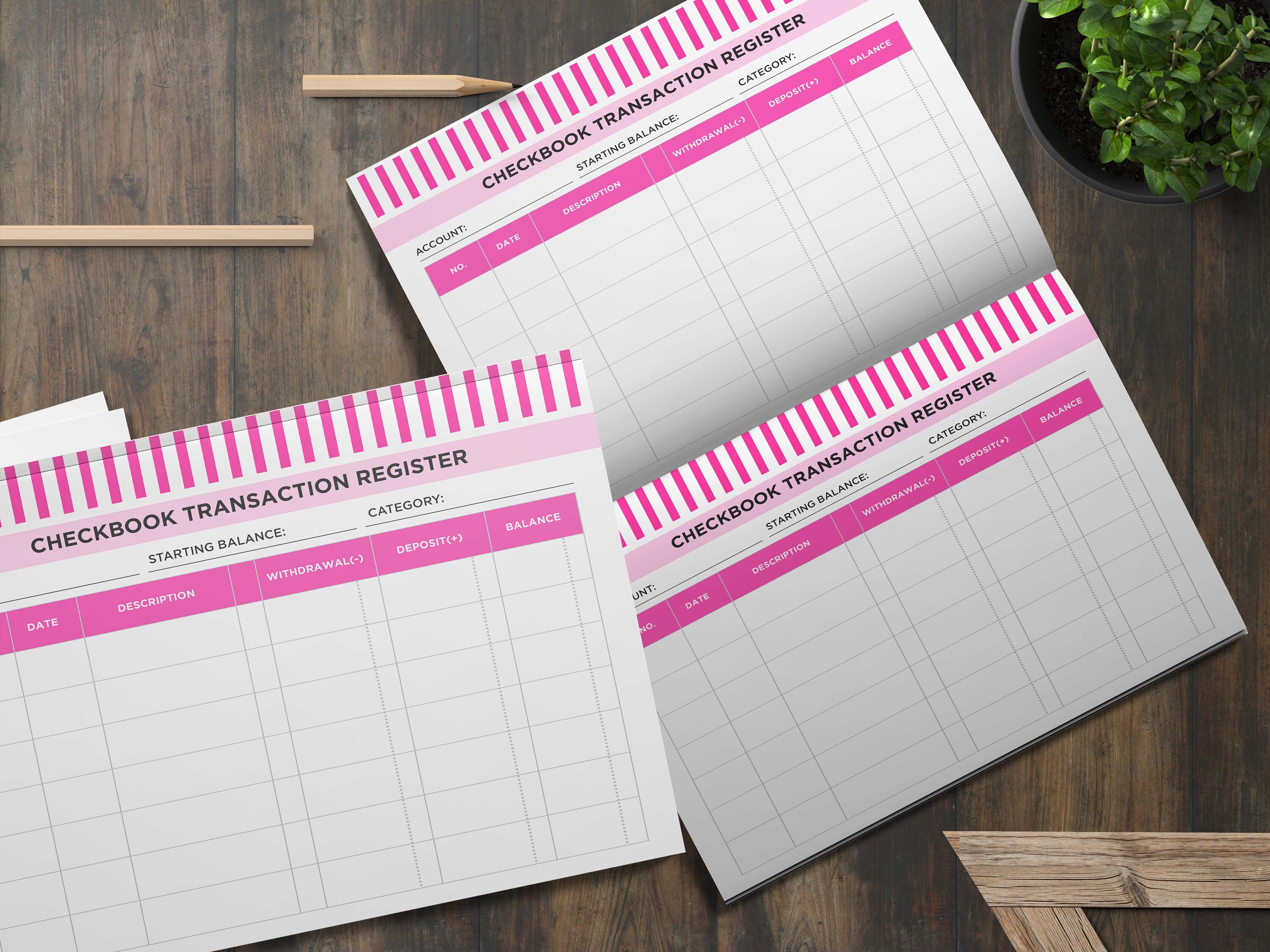 Large Print Check Register Printable PDF File Editable PSD Etsy