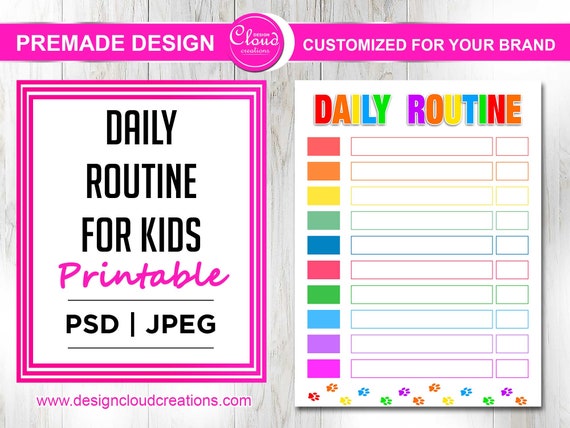2021 Blank Daily Routine for kids Printable PDF Editable | Etsy