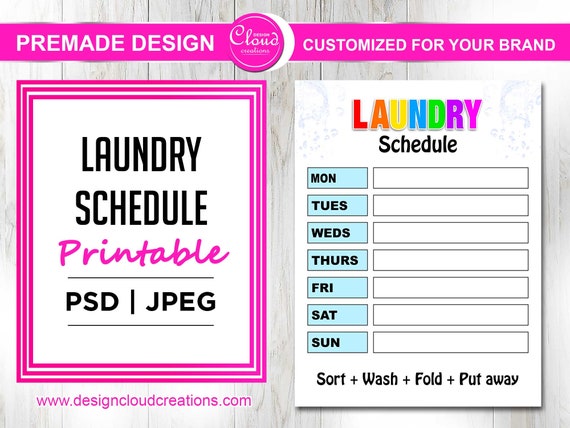 Laundry Schedule Printable Pdf Chore Chart Editable PSD - Etsy
