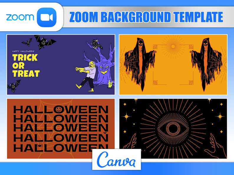Halloween Zoom Background 10 Canva Zoom Virtual Backgrounds Etsy