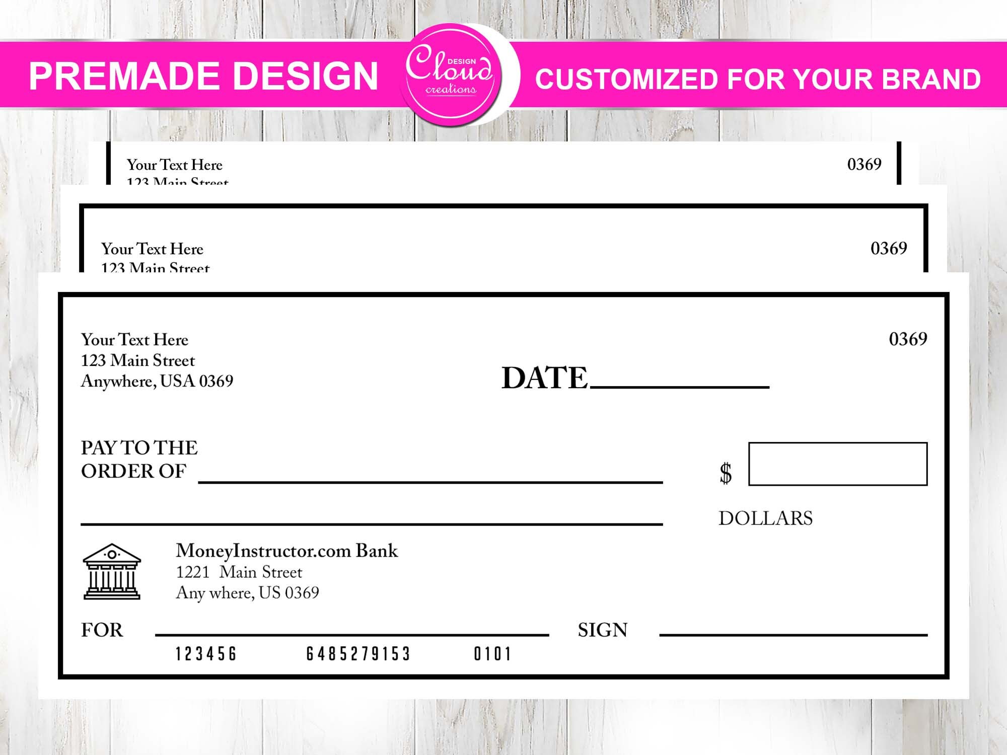 Fake Check Template For Presentation Printable PDF File Etsy