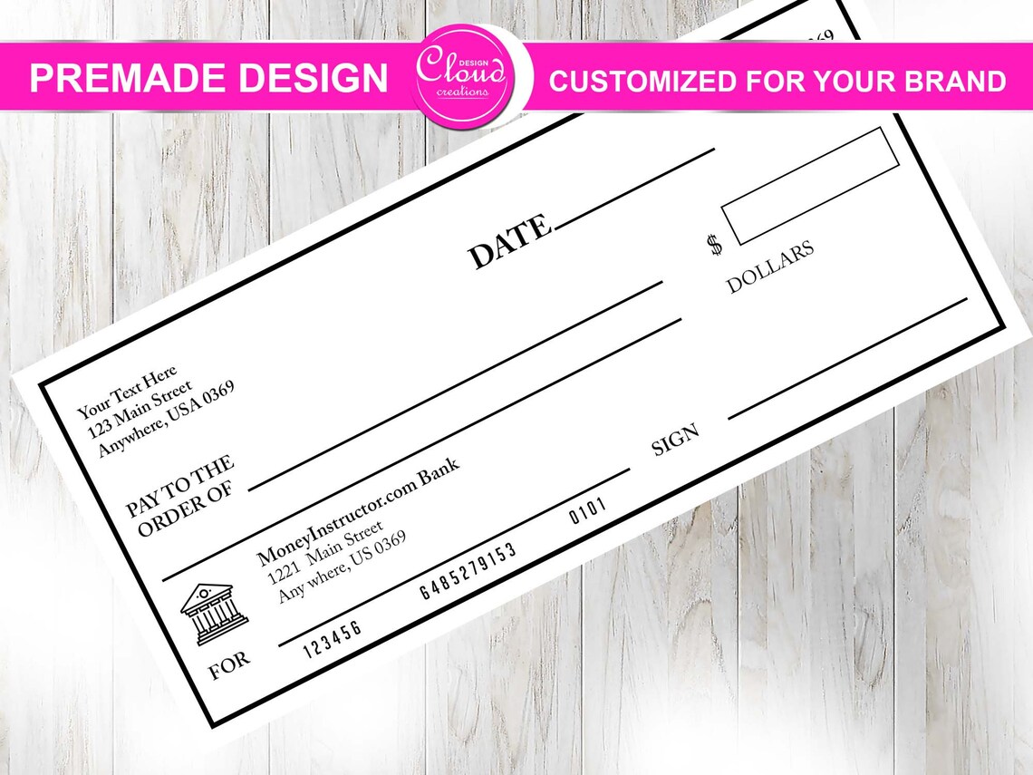 Fake Check Template For Presentation Printable PDF file | Etsy