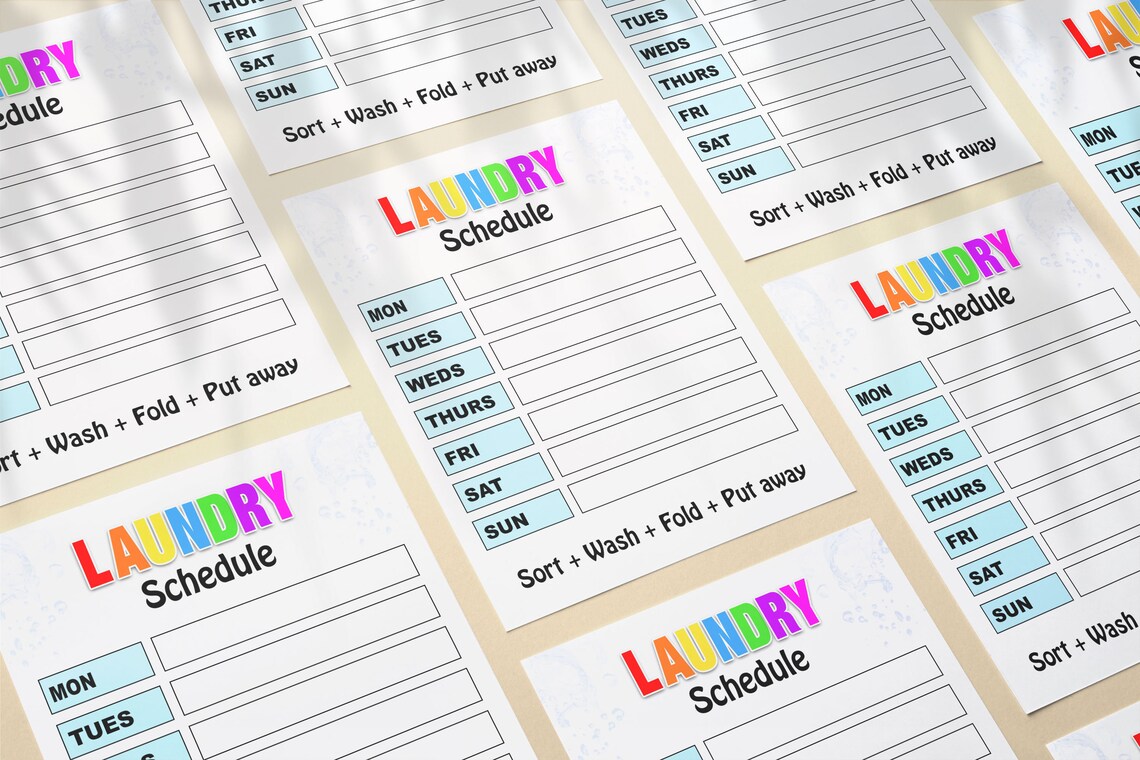 Laundry Schedule Printable Pdf Chore chart Editable PSD | Etsy