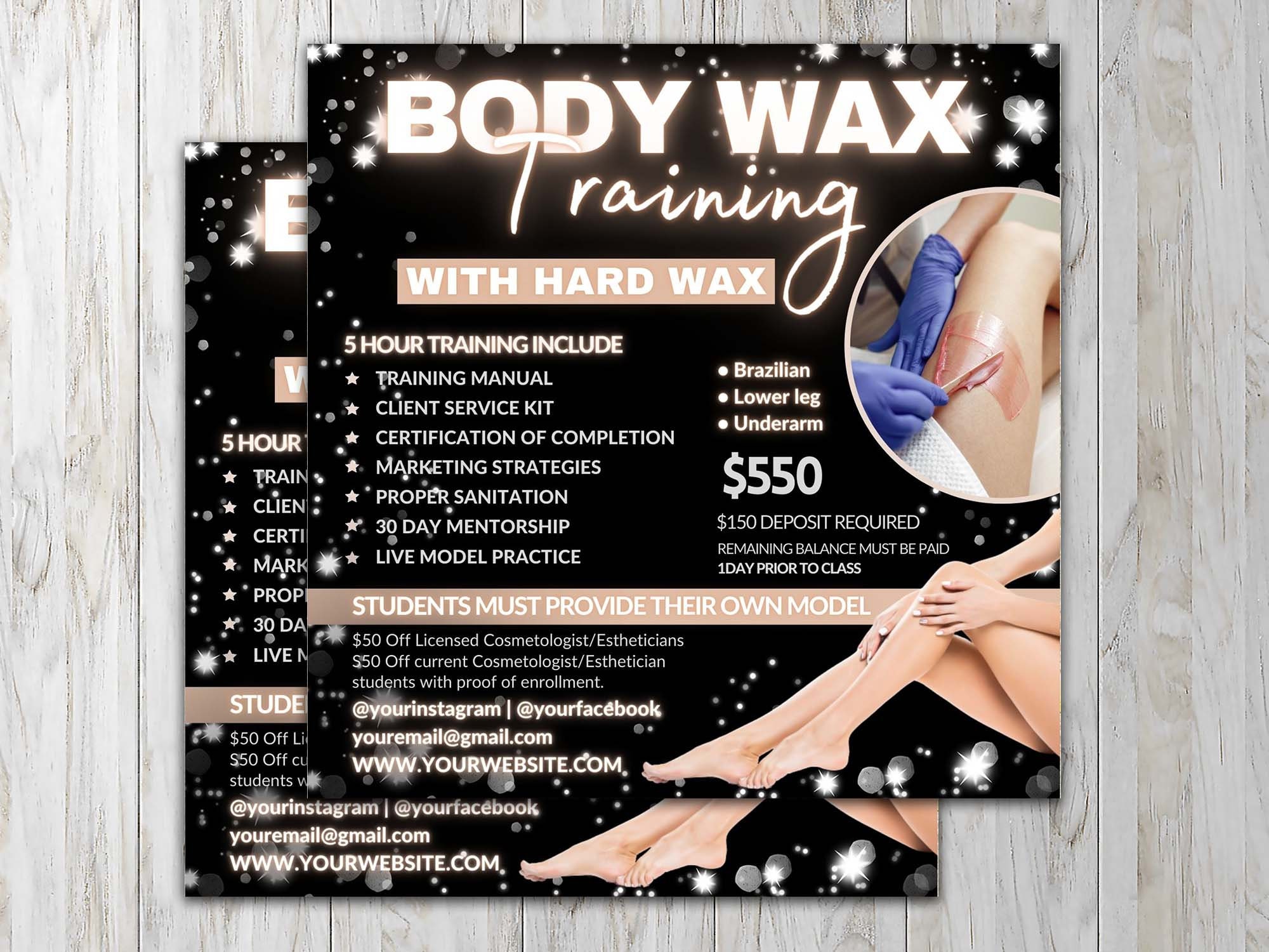 Wax Training Flyer D.I.Y Canva Waxing Flyer Template. Etsy