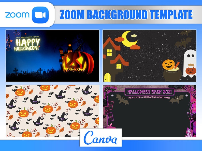 Halloween Zoom Background 10 Canva Zoom Virtual Backgrounds Etsy