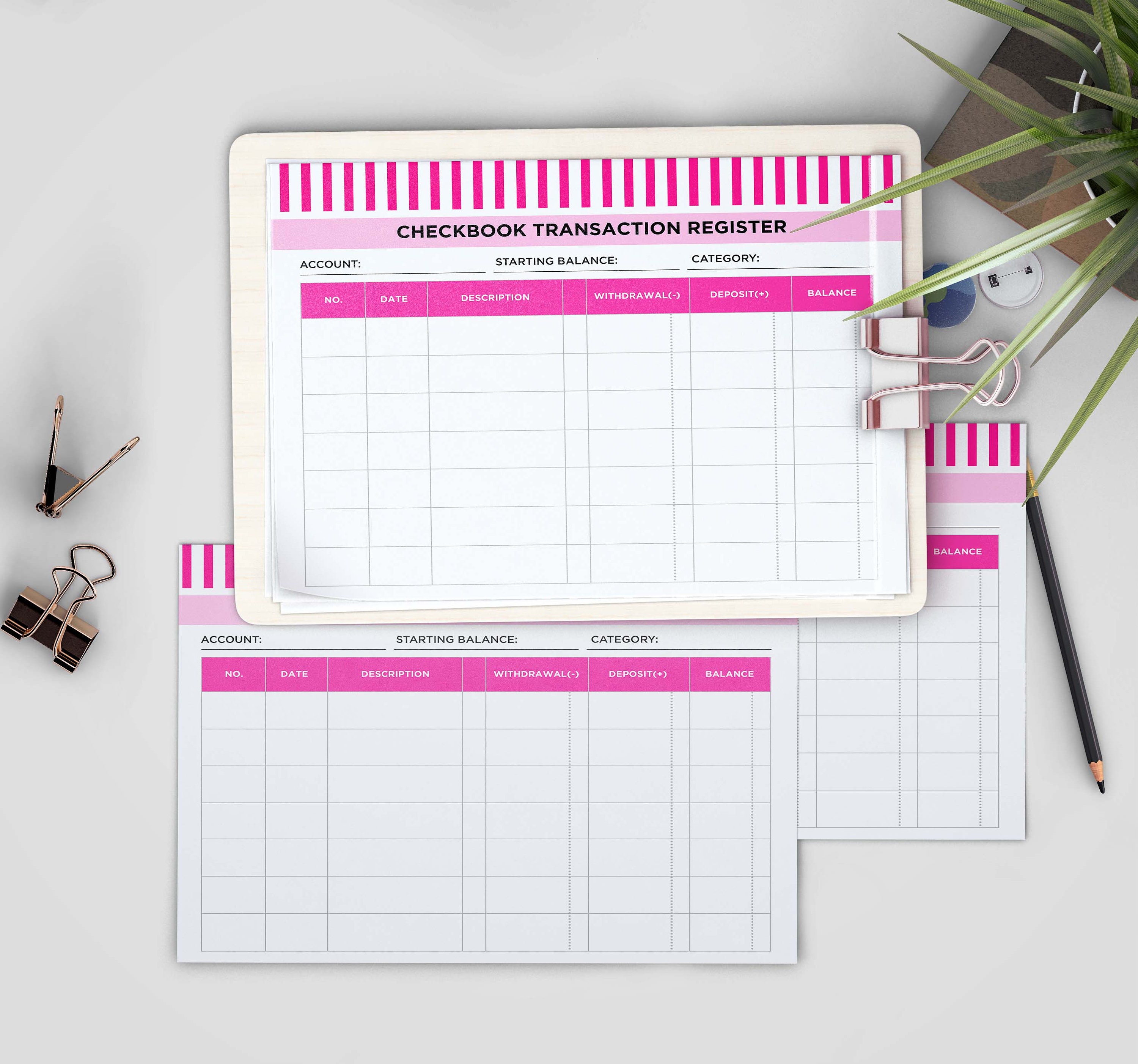 Large Print Check Register Printable PDF File Editable PSD Etsy