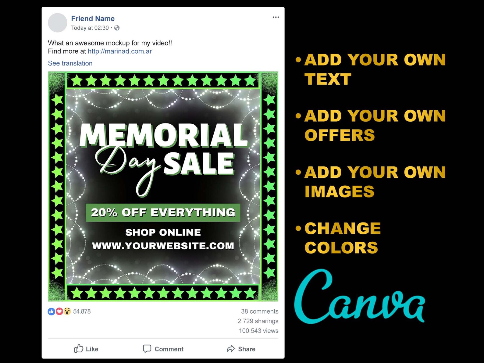 MEMORIAL DAY FLYER D I Y Canva Memorial Day Sale Flyer Etsy