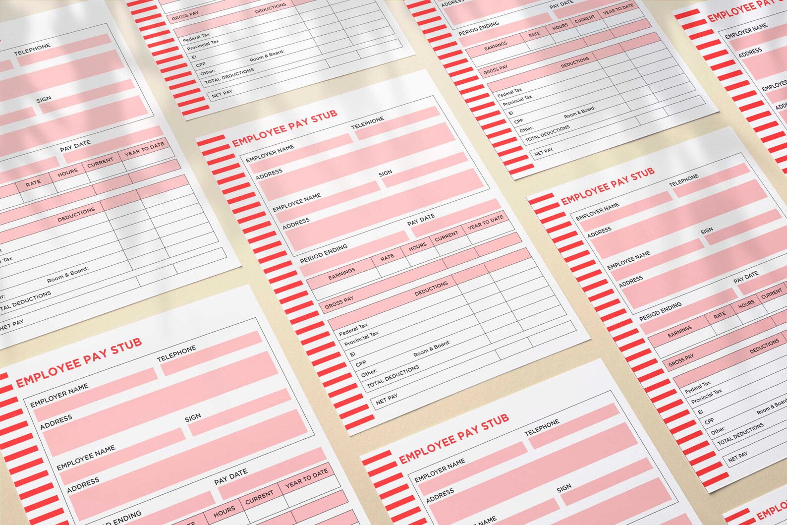 Blank Check Stubs Template Printable PDF File Pay Stubs - Etsy