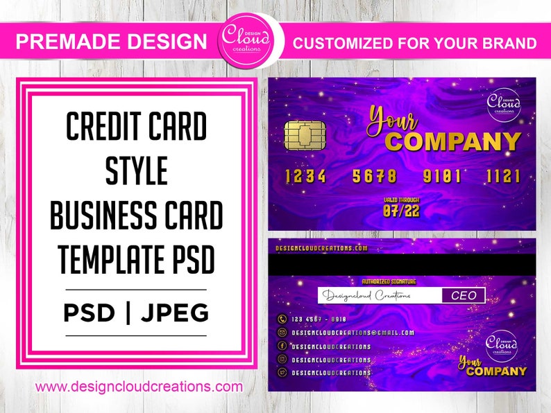 2021 Hologram Credit Card Style Business Card Template PSD | Etsy