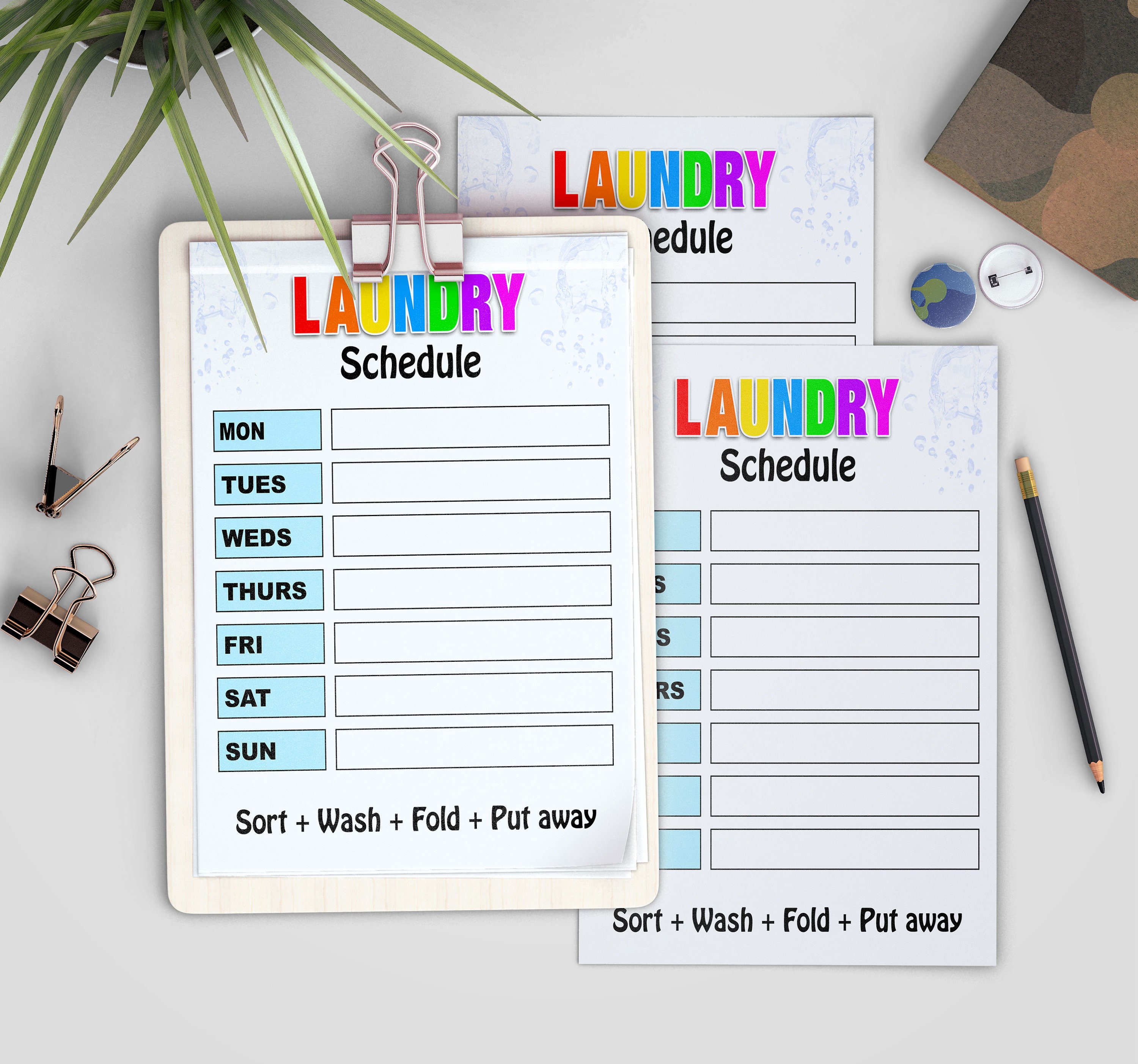 Laundry Schedule Printable Pdf Chore chart Editable PSD Etsy