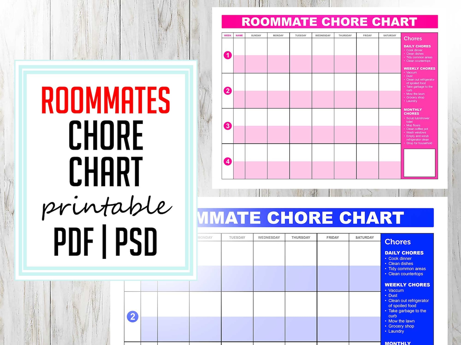 chore charts for roommates