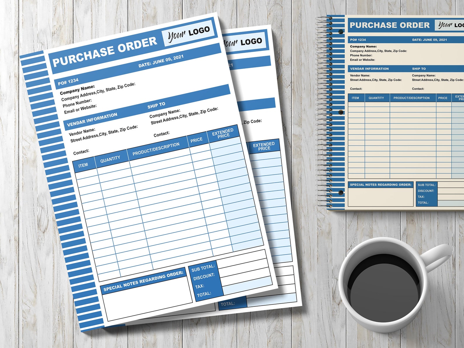 Plantilla de pedido de compra PDF / PDF imprimible y archivo Etsy