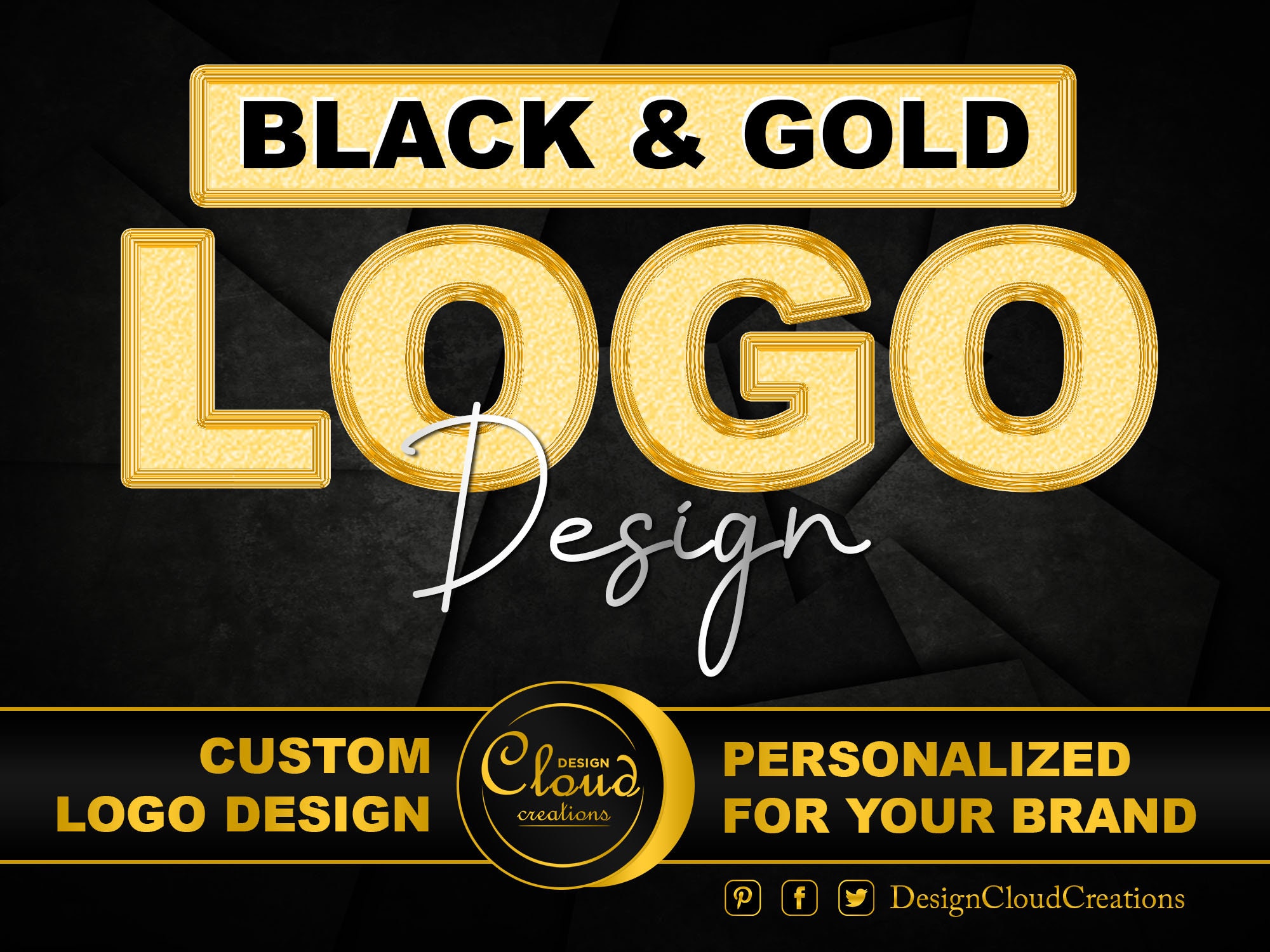 BLACK & GOLD LOGO Custom Logo Design Service For Business. I Etsy