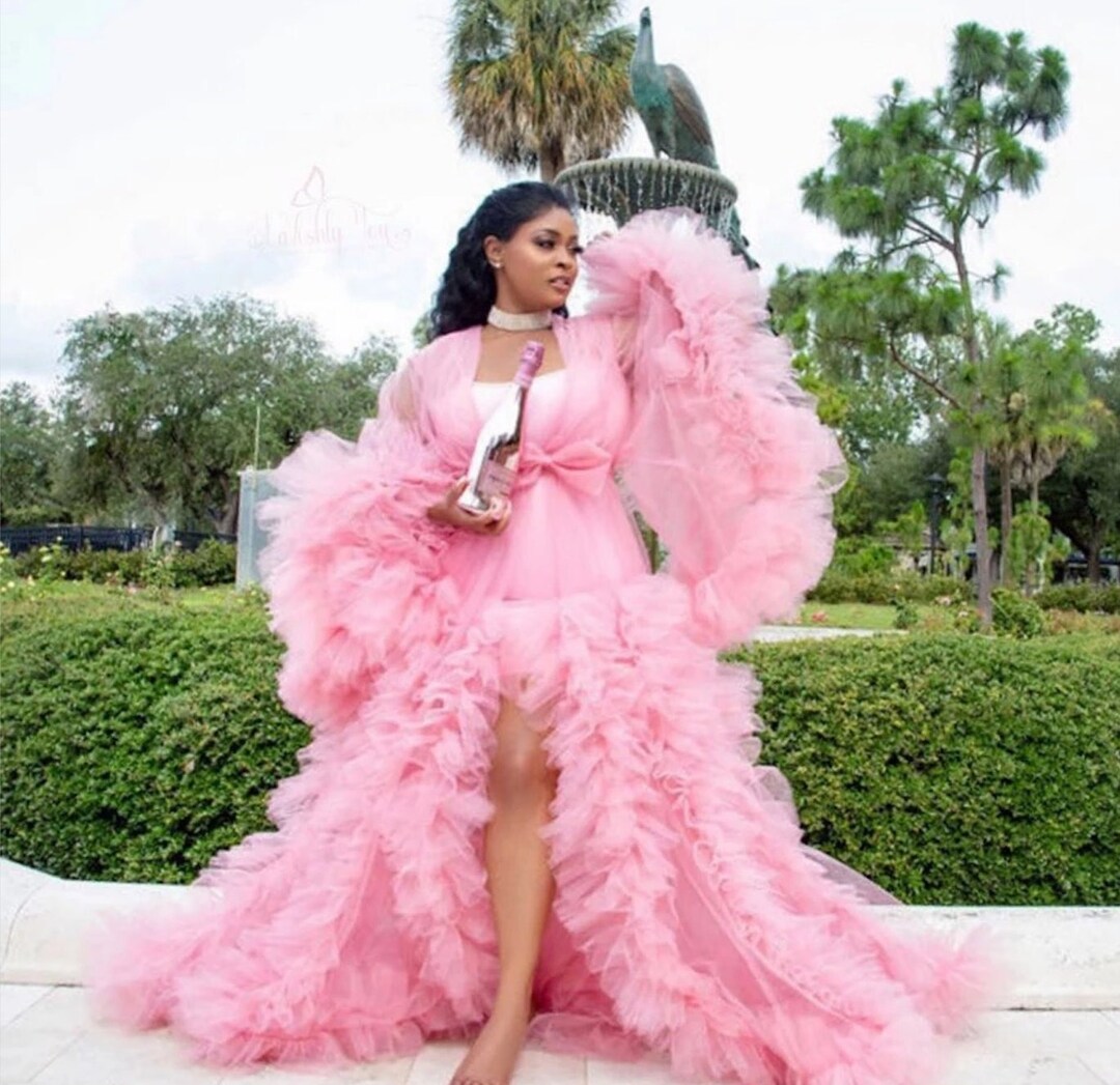 Bridal Robe With Tulle / Wedding Robes for Bride / Long Bride Robe