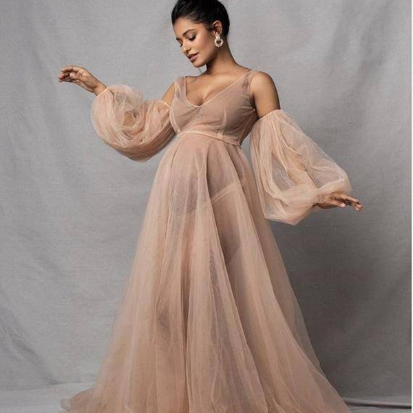 Tulle Maternity robe / Tulle Maternity dress / Pregancy photography robe with tulle /Maternity dress for photoshoot / Maternity photoshoot