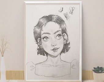 Portrait crayon sur photo - Format A4