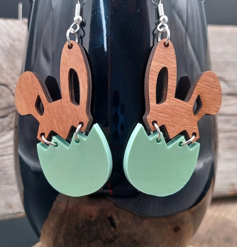 1 pair of earrings bunny in the EGG Easter spring image 6