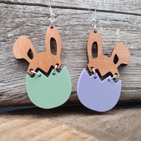1 pair of earrings - bunny in the EGG - Easter - spring