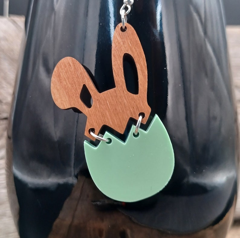 1 pair of earrings bunny in the EGG Easter spring image 5