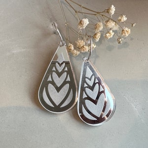Mirror earrings - hearts - heart - creole - statement earring - silver mirror