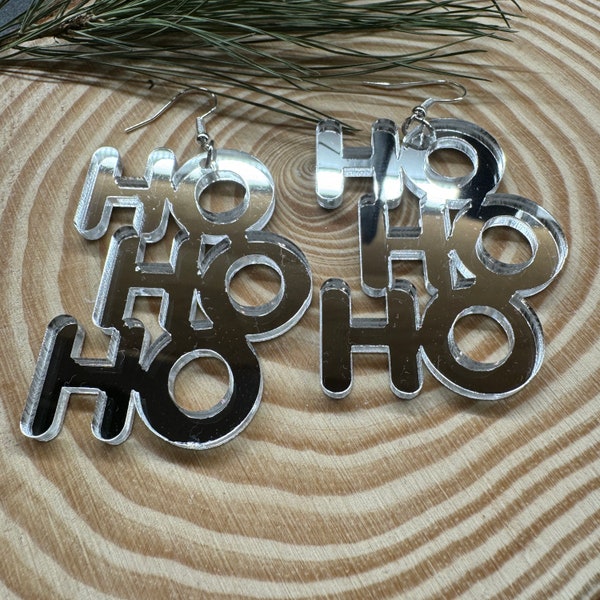 Spiegel Ohrringe HoHoHo - Winter - Weihnachten - leichte gute Laune Ohrringe - Schriftzug
