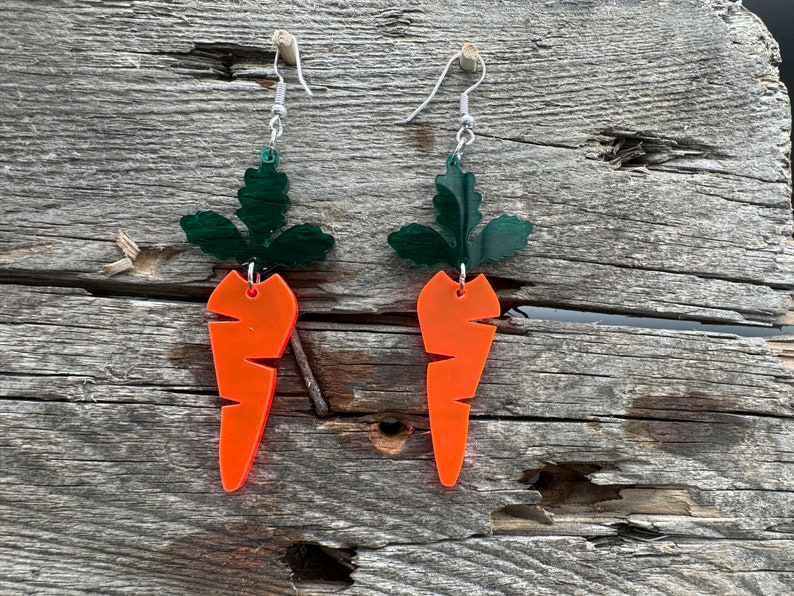 1 pair of earrings bunny lollipop carrot light good mood carrot Easter image 1