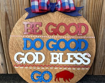 Buffalo Bills Wooden Door Hanger – Handmade Football Fan Sign