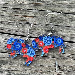 Buffalo Football Collection Clear Floral Acrylic Earrings - Lead and Nickel Free - Handmade