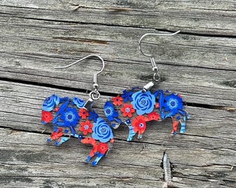 Buffalo Football Collection Clear Floral Acrylic Earrings - Lead and Nickel Free - Handmade