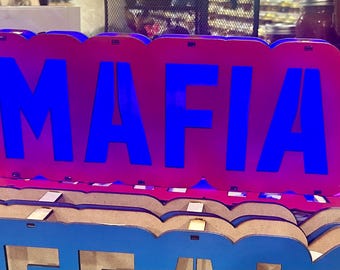Buffalo Mafia LED Wooden Box Sign - Laser Cut - USB power connection - Handmade
