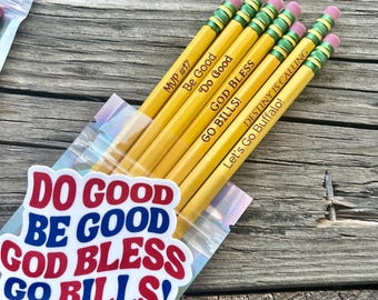 Set of 7 Buffalo Ticonderoga #2 Pencils - Laser Engraved - School Supplies & Teacher Gifts