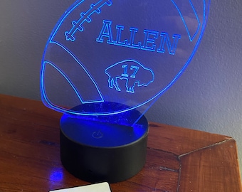 Buffalo Football Allen 17 LED acrylic design plate and light base with remote - Handmade