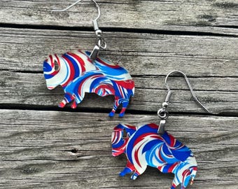 Buffalo Collection Swirled Acrylic Earrings - Lead and Nickel Free - Handmade
