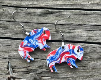 Buffalo Collection White Swirled Acrylic Earrings - Lead and Nickel Free - Handmade