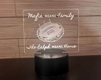 Buffalo Mafia Stadium LED acrylic design plate and light base with remote - Handmade