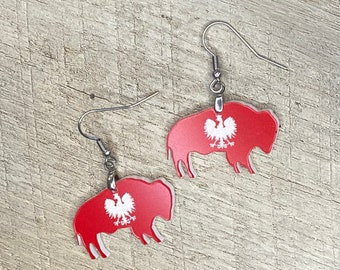 Buffalo Polish Acrylic Earrings - Lead and Nickel Free - Handmade - Easter Dyngus Day