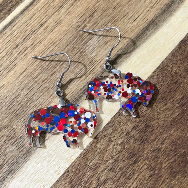 Buffalo Glitter Acrylic Earrings - Lead and Nickel Free - Handmade - Mommy and Me sizes available