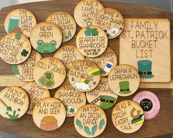 St Patrick's Day Activity Tokens: Laser Cut Wood, Bucket List, Family Game