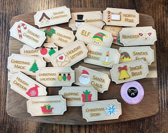 Christmas Movie Activity Tokens: Laser Cut Wood, Bucket List, Advent Calendar, Family Game