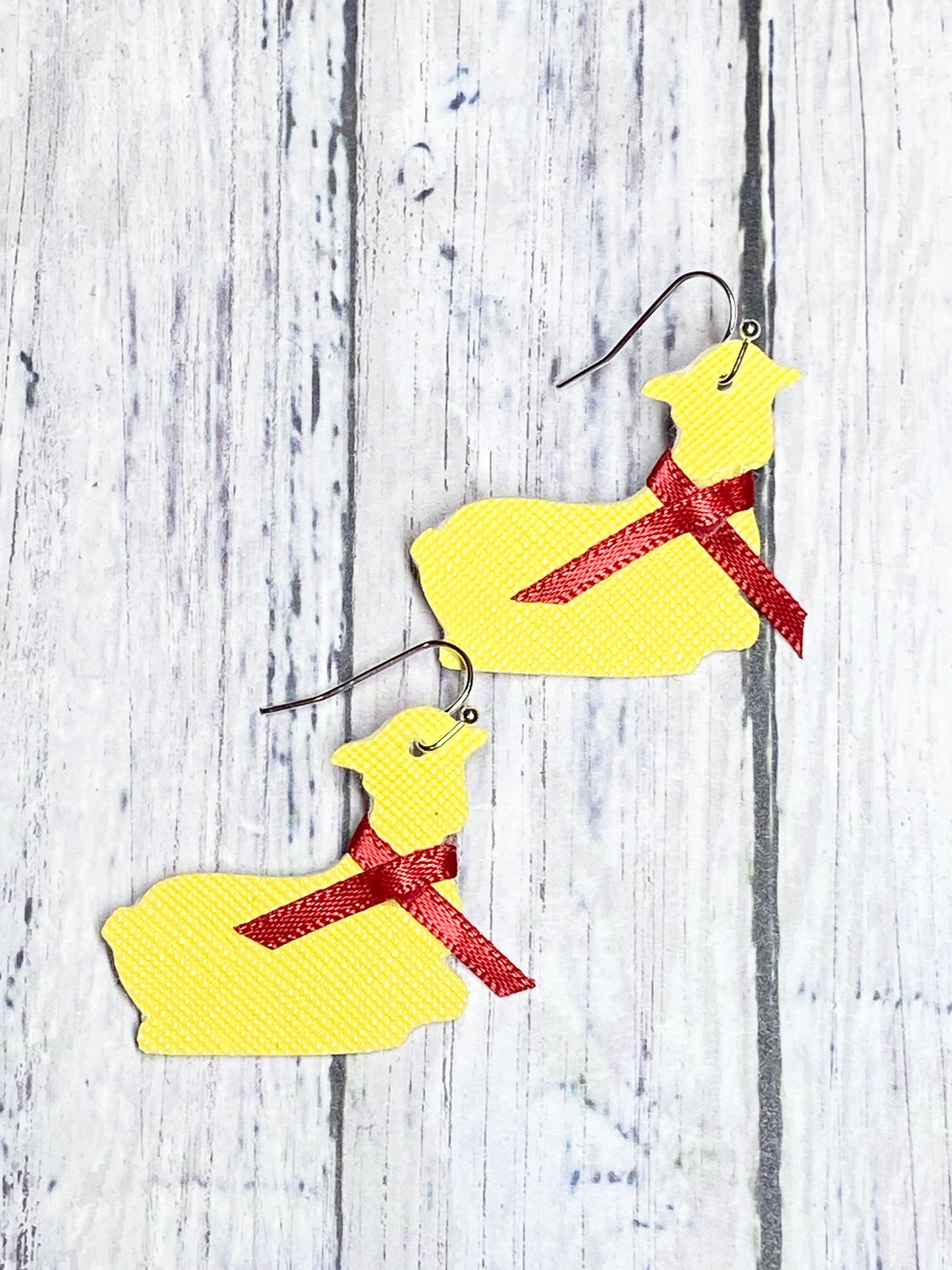 Buffalo Butter Lamb Faux Leatherette Earrings lead and Etsy