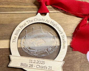 Buffalo and Kansas Last Game Series Acrylic and Wood Christmas Ornament - Handmade, Laser engraved