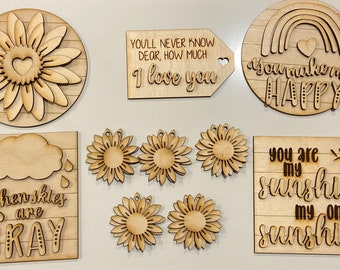 You Are My Sunshine DIY Unfinished Wood Tier Tray Kit - Ready to Paint