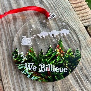 Buffalo 'Billieve' Santa Sled Acrylic Christmas Ornament - Handmade, Laser engraved, Let's Go Buffalo