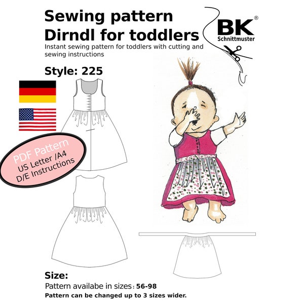 PDF Pattern Dirndl for Toddler - Size 68