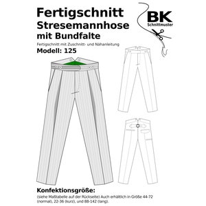 Paper sewing pattern vintage trousers with front-pleats Long sizes
